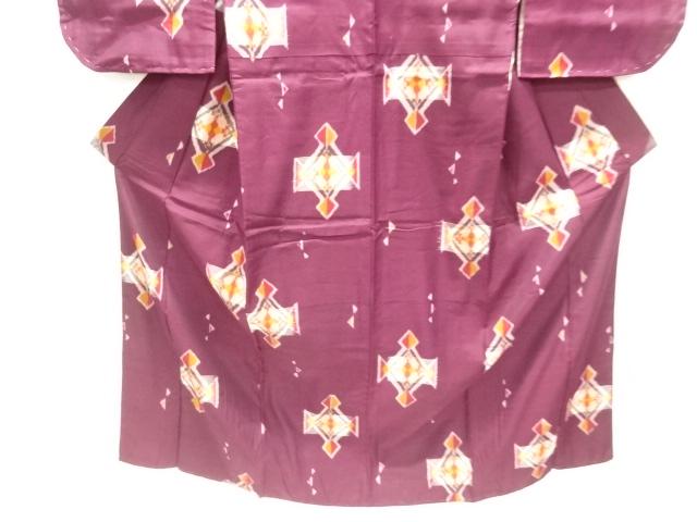  アンティーク　変わり菱模様織出し銘仙着物